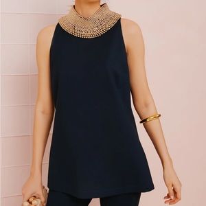 Navy Embellished Elizabeth Blouse